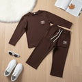 Ribbed Co-ord Set - Brown - Little Champs Pakistan