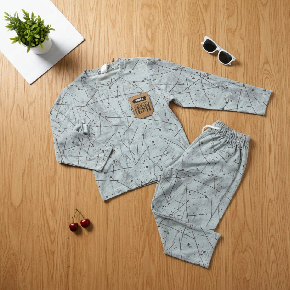 Splatter Print Co-ord Set - Grey - Little Champs Pakistan