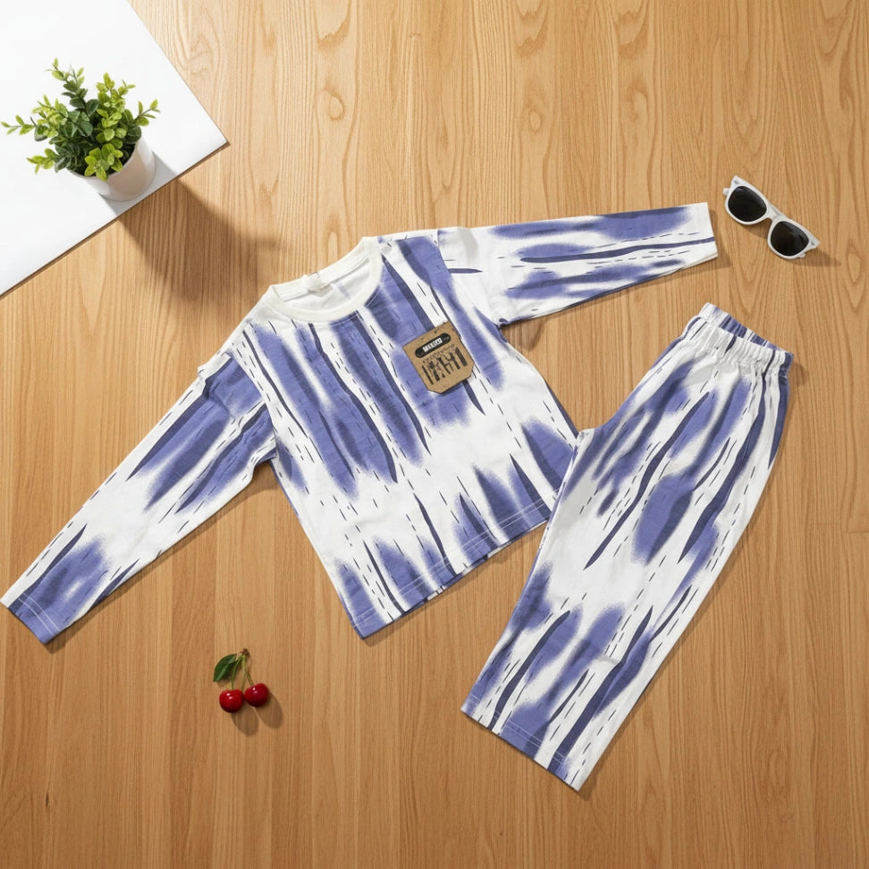 Tie-Dye Stripe Co-ord Set - Blue - Little Champs Pakistan