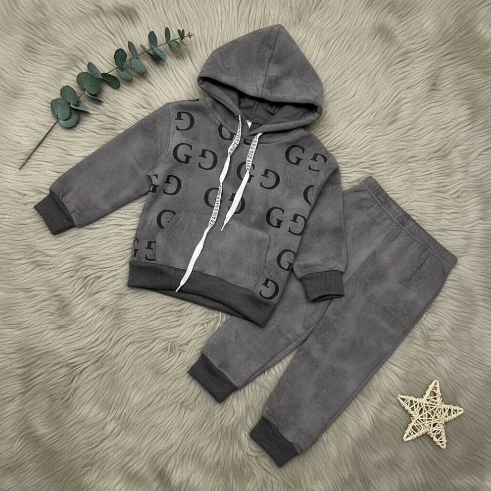 GG Monogram Hoodie Set - Grey