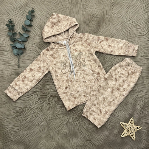 Angel Wing Hoodie Set - Beige - Little Champs Pakistan