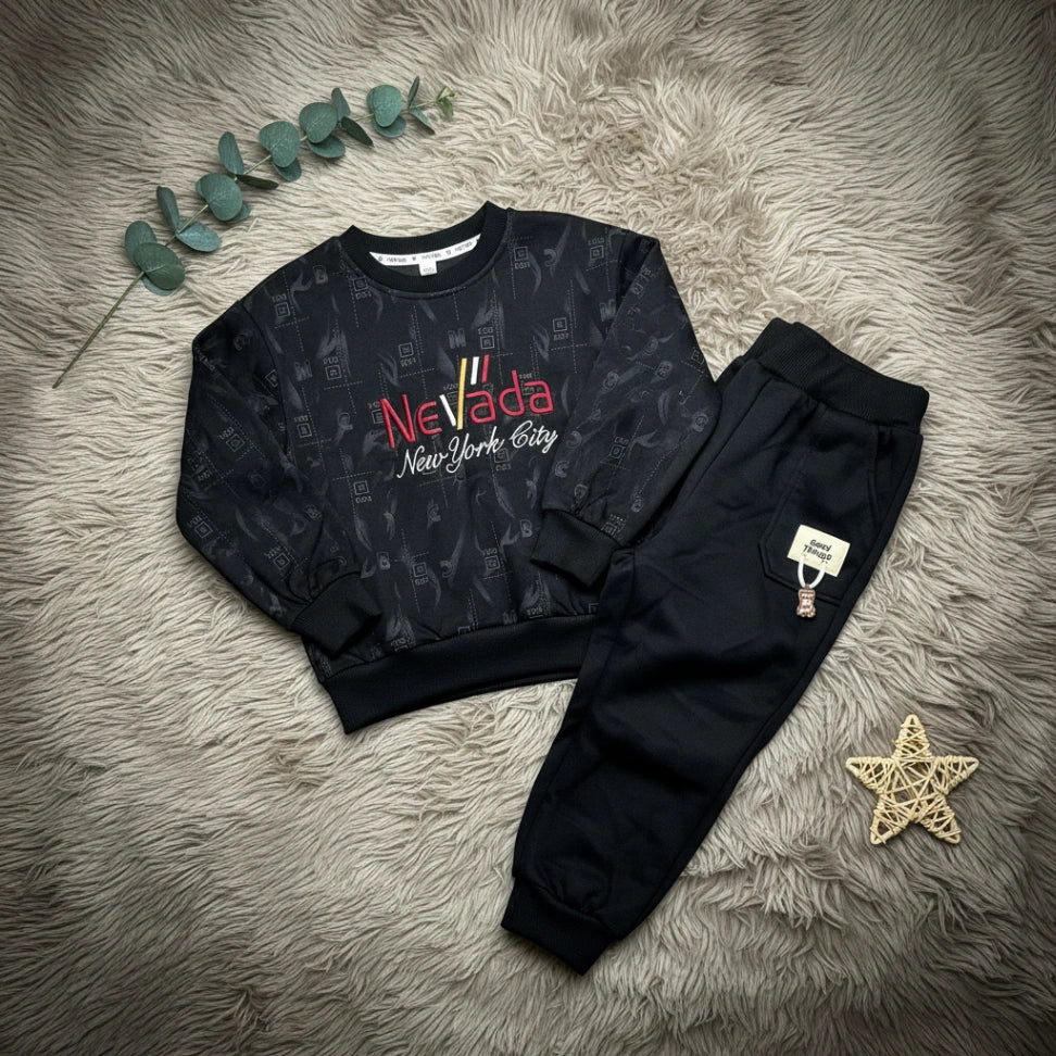 Nevada NYC Sweatshirt Set Black - Little Champs Pakistan