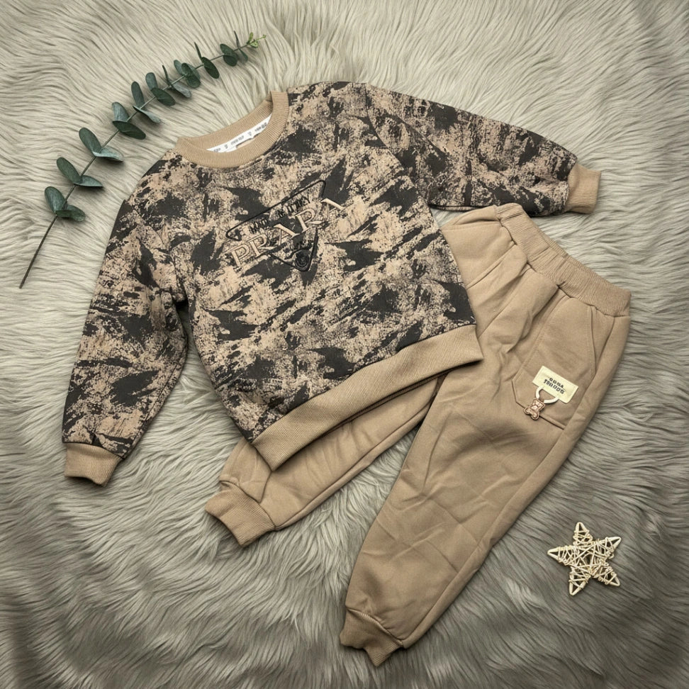 PRARA Camo Sweatshirt Set Brown - Little Champs Pakistan