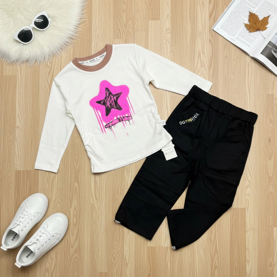 Star Graffiti Print Set - White - Little Champs Pakistan