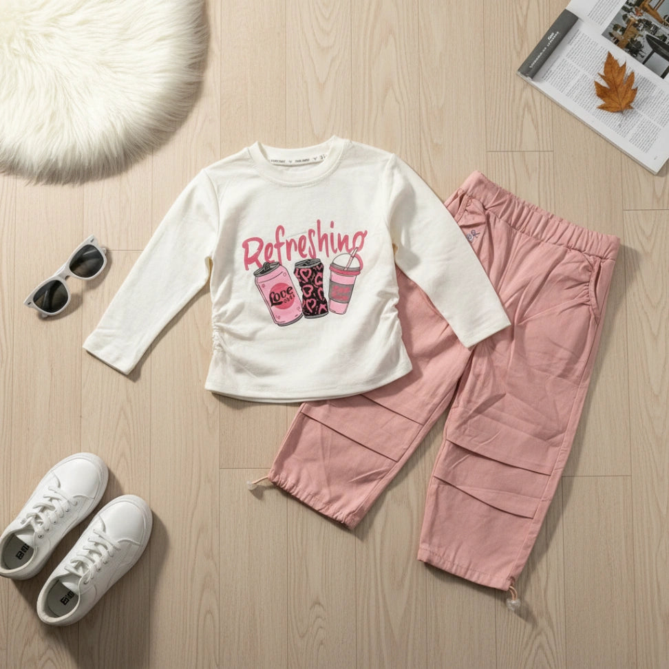 Refreshing Print Set - Cream - Little Champs Pakistan