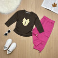 Bow Print Set - Charcoal - Little Champs Pakistan