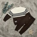 Striped Colorblock Cable Knit Set - Brown - Little Champs Pakistan