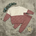 Monogram Knit Sweater Set - Mauve - Little Champs Pakistan
