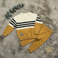 Striped Colorblock Cable Knit Set - Mustard - Little Champs Pakistan