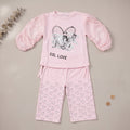 Pink Heart Puff Sleeve Suit